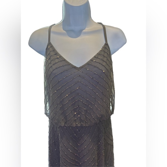 Adrianna Pappel | Art Deco Beaded Blouson Dress in Blue Mist - Picture 8 of 12